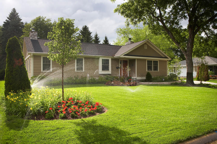 House with sprinklers